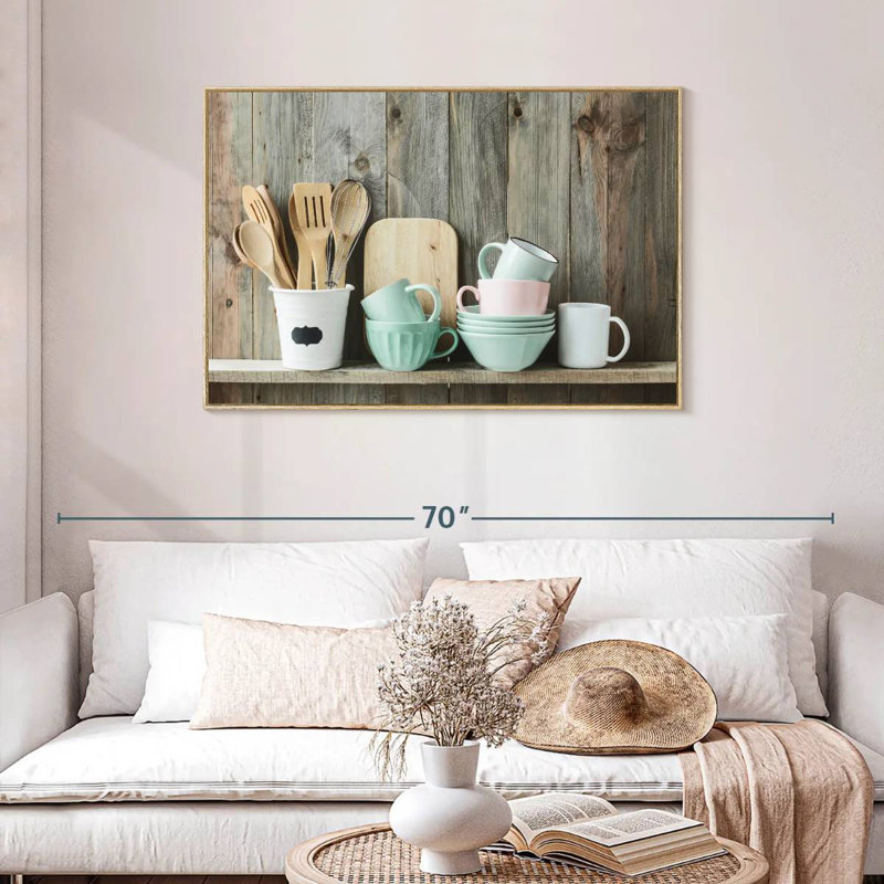 Cuisine, Cadre flottant en bois naturel, 43 po x 29 po