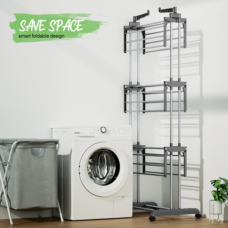 126cm Rolling Clothing Rack, Grey