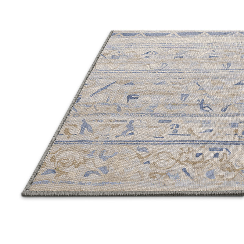 Machine Washable Gray Area Rug, Rectangle 5' x 8'