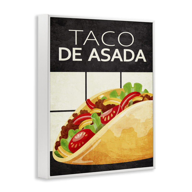 Giclée Taco Classic Meal, par Kim Allen, H 20 po x l 16 po, Giclée encadrée blanc bord de mer