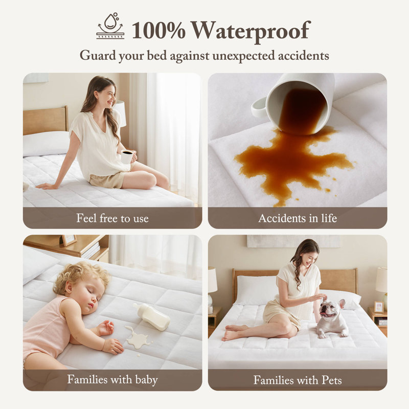 Cloud Soft Overfilled Plush Waterproof Mattress Pad, Queen