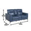 Causeuse à console haute - cuir fleur, double puissance, bleu océan - repose-pieds escamotable, pieds chromés évasés, aspect meuble Motion