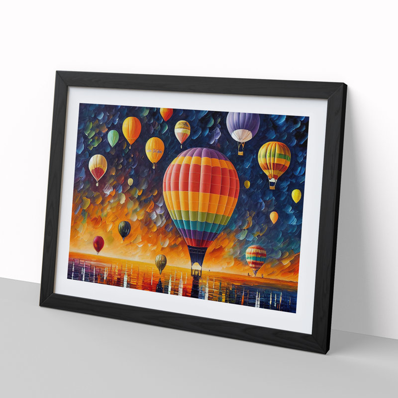 Colourful Hot Air Balloons Vol.1 - Print, Black Framed, 46cm H x 64cm W x 2cm D