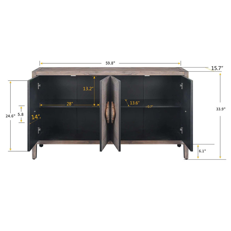 Romel 59.8'' Sideboard, Antique Brown