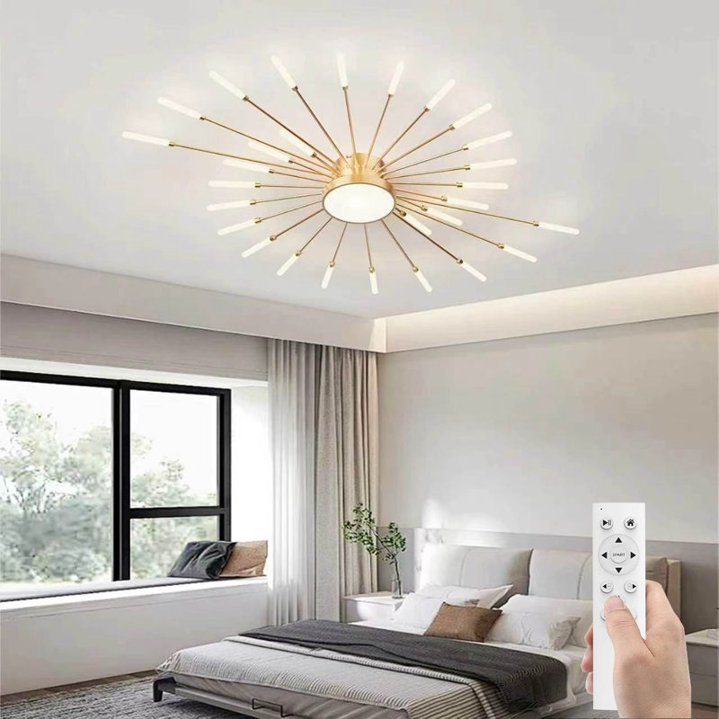 Flush Mounts 29-Light Ceiling Light,Modern LED Heads Flower Shape Ceiling Lights,Living Room, Gold