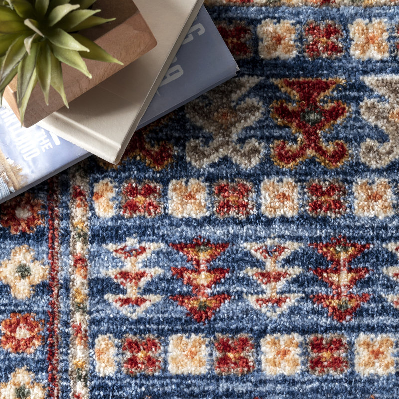 Tapis bleu/rouge/brun sud-ouest Campden, Rectangle 5 pi x 8 pi