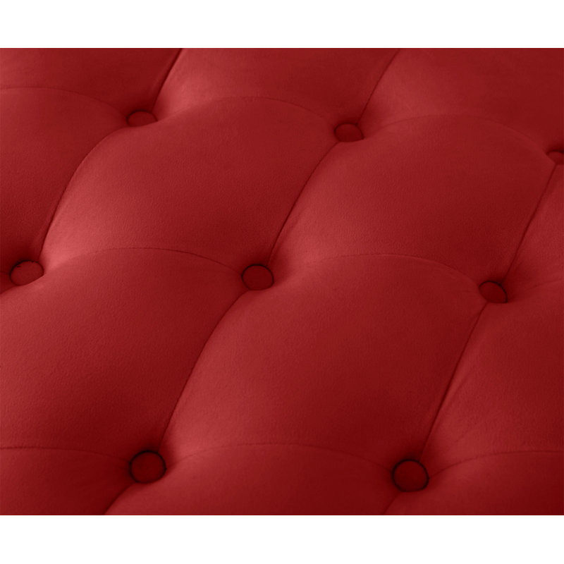 Classical Velvet Recliner Chair With Button Tufting & Silver Nailhead Trim, Red