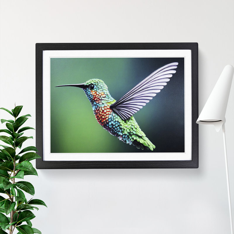 Exquisite Hummingbird - Single Picture Frame Print, Black, 46cm H x 64cm W x 2cm D