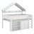 Full Size Loft Bed With Canopy Roof, Storage Cabinet & Shelves, Playhouse House Design, Solid Wood Frame For Teens-1628216299
