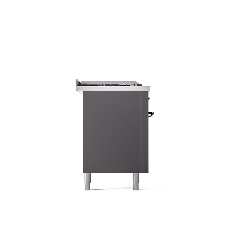 ILVE Nostalgie II 60 in Dual Fuel Range, 7 Burner, Griddle, Frenchtop, Graphite Matte/Chrome, Liquid Propane