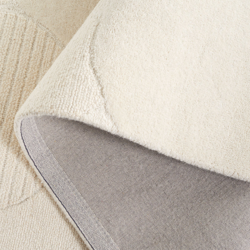 Tapis ivoire en laine / coton touffeté à la main Maryorie, Rectangle 8 pi x 10 pi