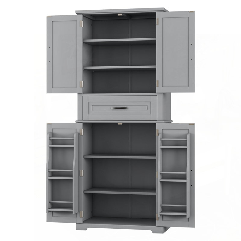 Armoire de rangement polyvalente pour salle de bain avec caractéristiques avancées, Gris