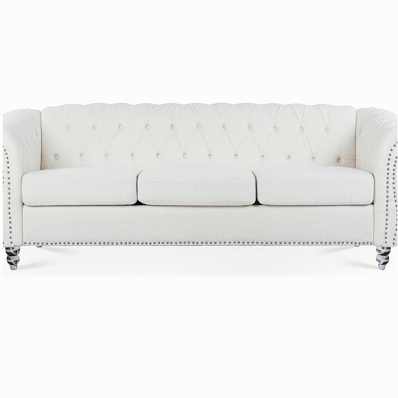 Canapé Chesterfield 84,65 pouces, Blanc