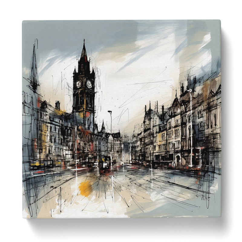City Of Manchester Gestural Art No.3 - Wrapped Canvas