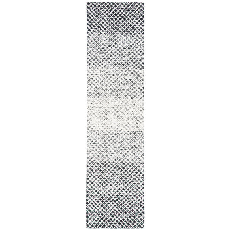Micro-Loop Hand Tufted Wool And Cotton Geometric Rug, Runner 2'3" x 9'
