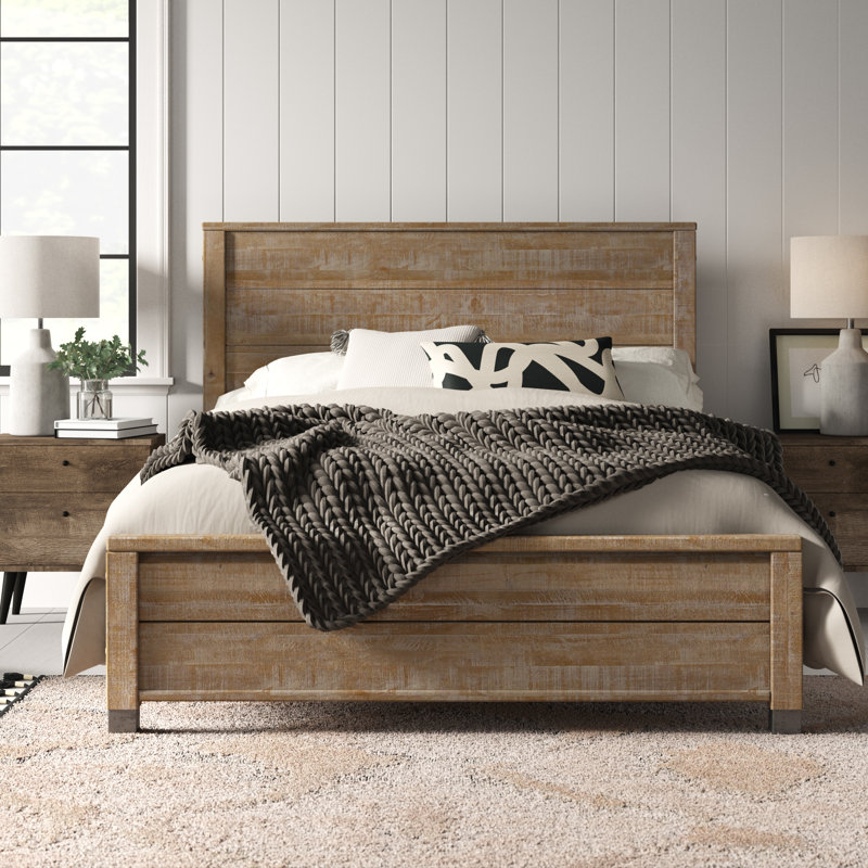 Lanora Solid Wood Panel Bed, Barnwood, King