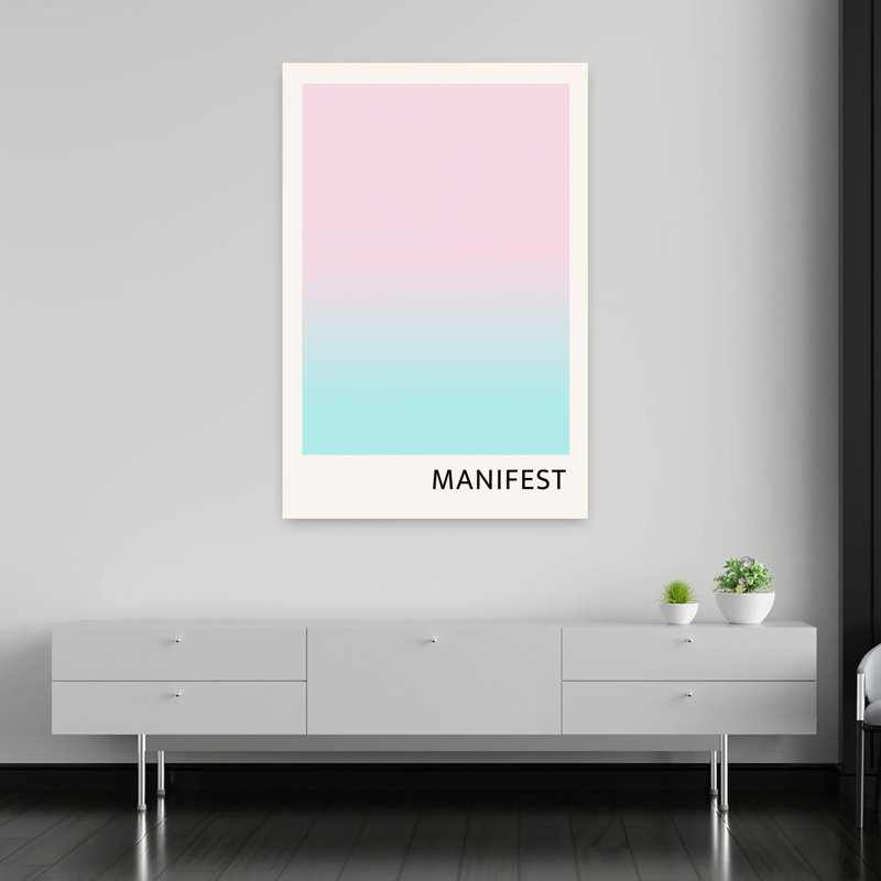 Affiche murale moderne et paisible, dégradé rose et bleu, de style rêveur, 60" H x 40" W