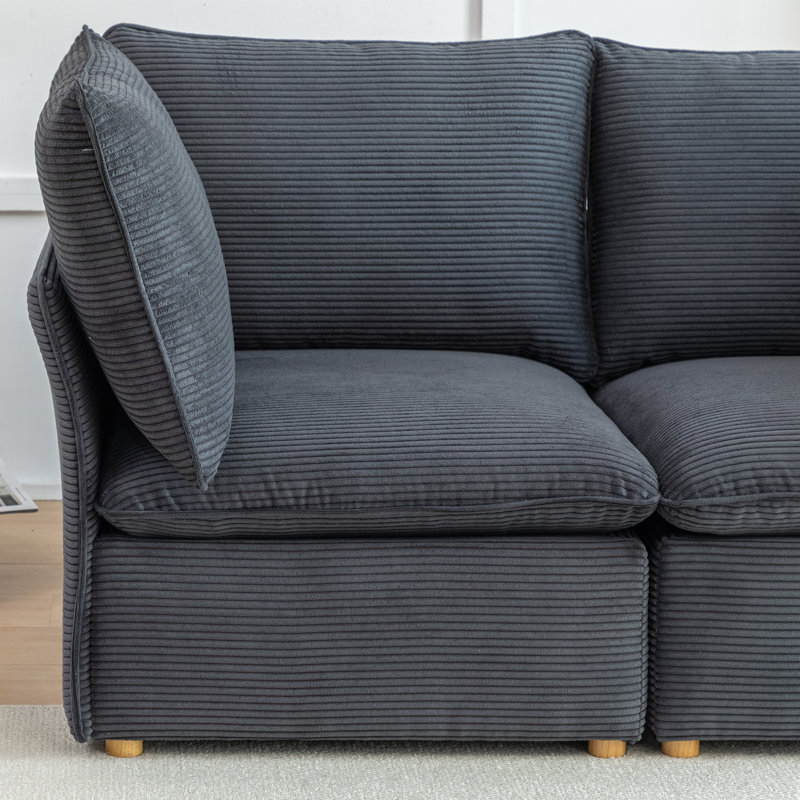Canapé avec coussins Corduroy, Gris