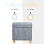 Repose-pieds carré capitonné avec rangement - tissu tissé gris-bleu-431662230
