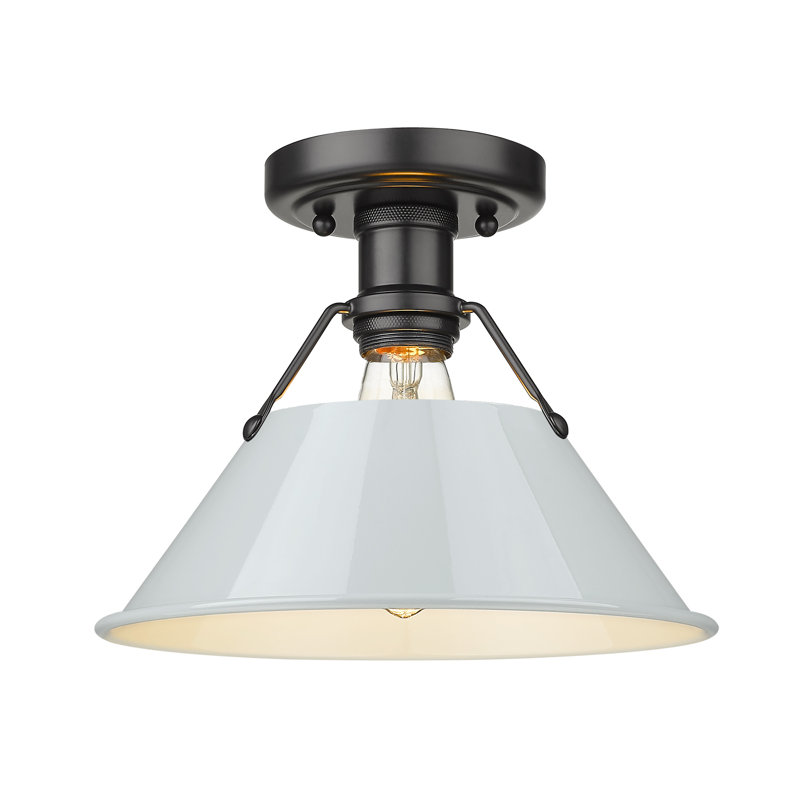 Weatherford Flush Mount, Matte Black, Dusky Blue