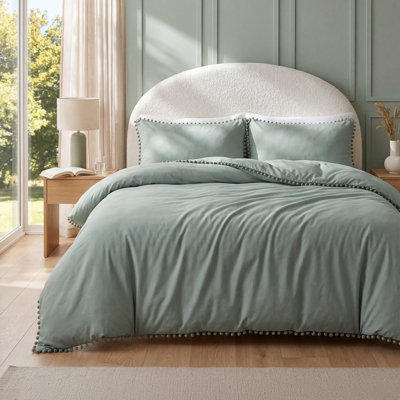 Polyester Solid Colour Sham with Pillow Shams