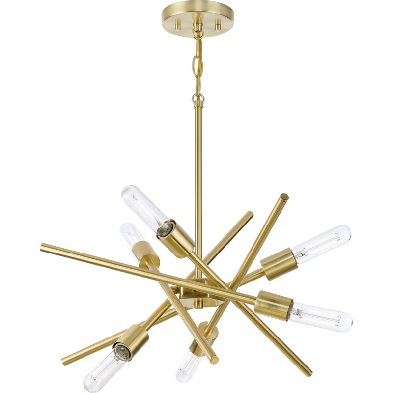 Lustre à six lumières de 22 po, Laiton satiné