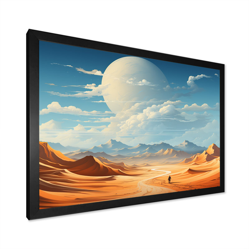 Espace brun brun, désert de l'espace sur la planète Mars I - Art mural paysages spatiaux, Cadre d'angle fermé noir