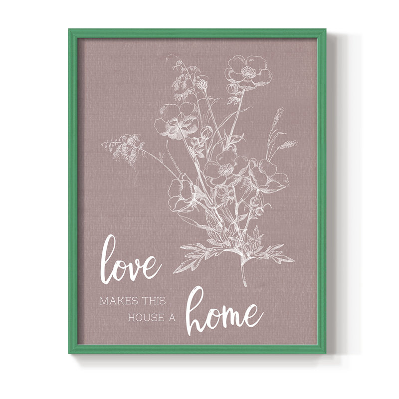«Love Home», reproduction encadrée - bois massif, H 21 po x l 17 po, Vert
