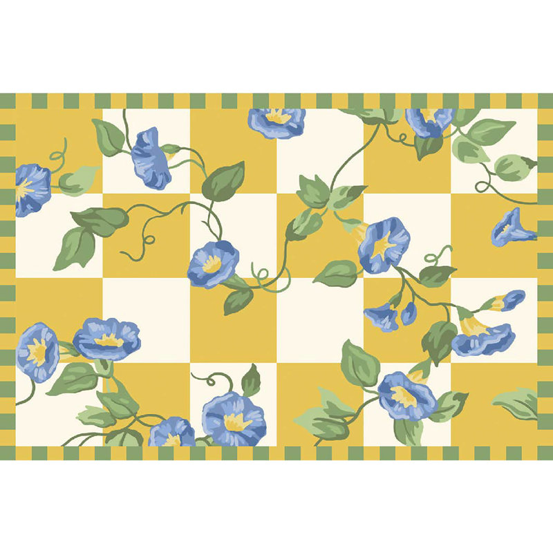 Kutz Morning Glory Indoor/Outdoor Mat, Beige/Pink/Green, Runner 1'11" x 4'11"