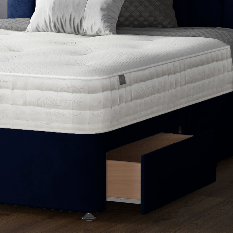 Fales Upholstered Drawers Bed, Double (4'6), Royal Blue, 4 Drawers