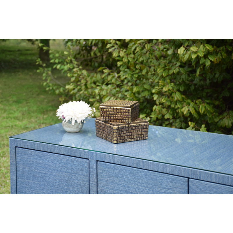 Lizzo Handmade Aluminum Decorative Box, 2.35" H x 4.75" W x 4.75" D