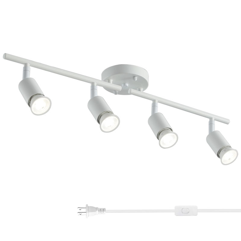 Plug-in Track Light, 4-Light Ceiling Spotlight with 16.4' Cord