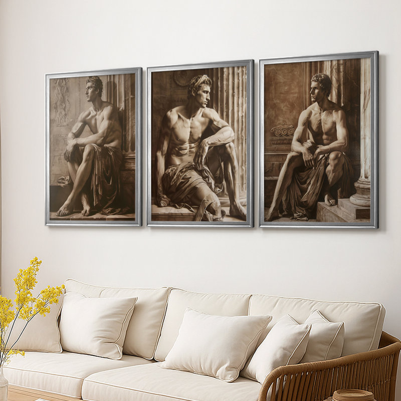 ABSTRACT Series CCLxxxix - Toile tendue avec châssis sur mesure - 3 pièces, H 15 po x l 19 po, Argent argent