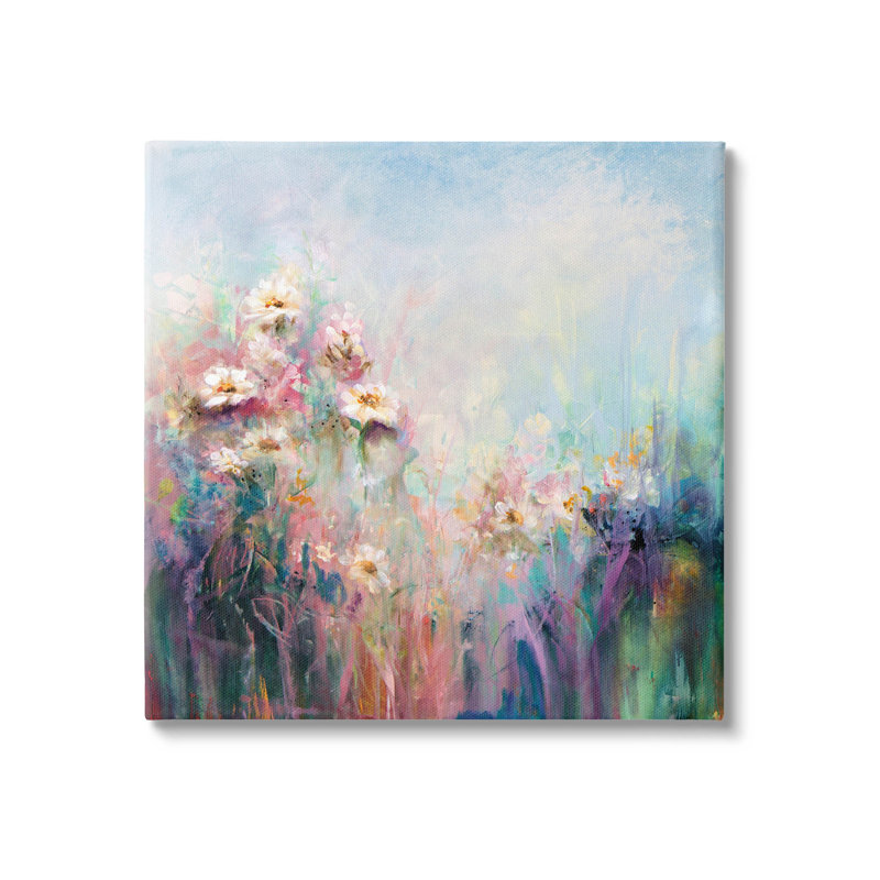 «Abstract Flower Garden Blooming Hues», peinture sur toile tendue, H 17 po x l 17 po x P 1,5 po