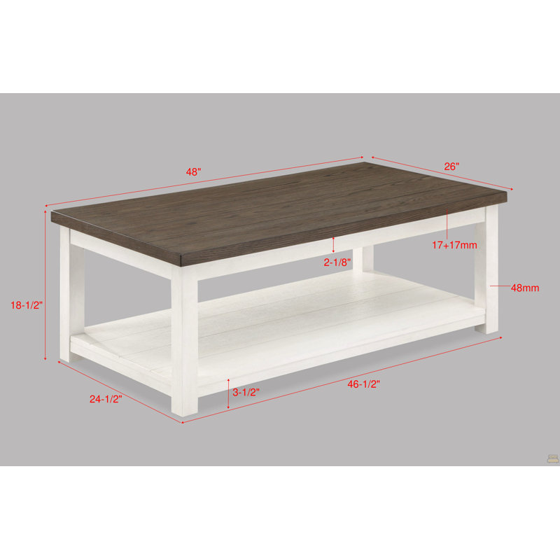 1Pc Coffee Table With Base Rectangular Table Top