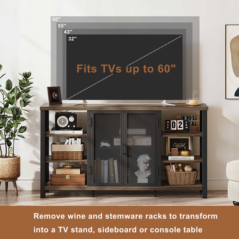 Guinna 55.12'' Bar Cabinet, Walnut Brown