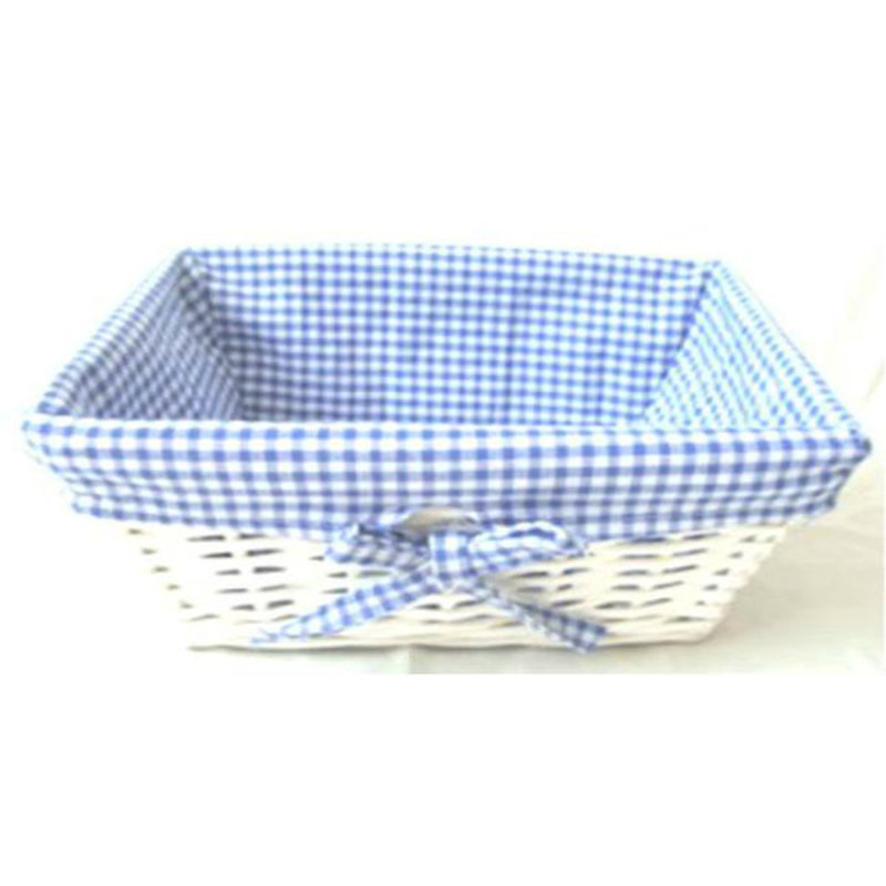 Panier en osier et canevas, Bleu, H 5 po x l 12 po x P 9 po