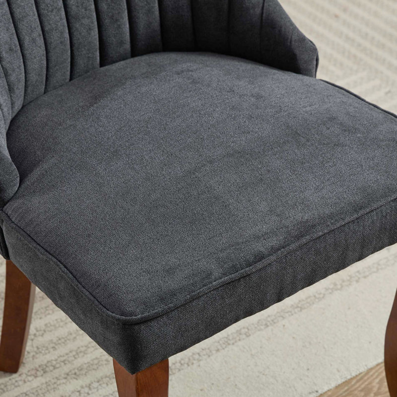 2 chaises de salle à manger noires, revêtues de tissu de rayonne, avec dossier haut pour un confort inégalé, pieds courbés en bois massif Sw1847bk 2, tissu confortable revêtu de tissu, pieds robustes, noir