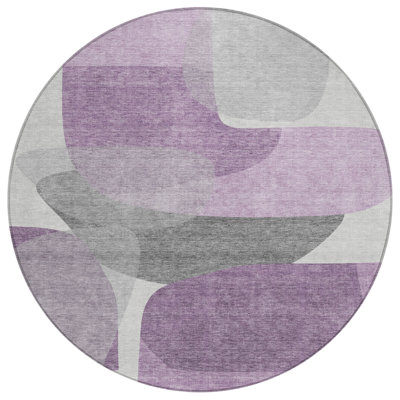 Machine Washable Indoor/Outdoor Xhevrie Purple Rug