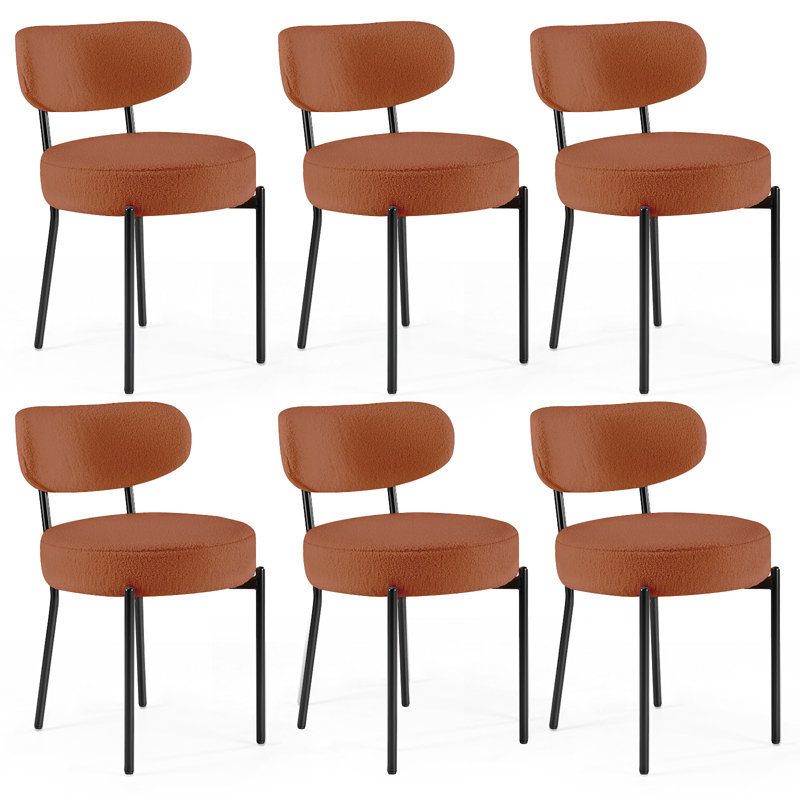 Boucle Sherpa Dining Chairs Set - Ergonomic Curved Back Upholstered Chairs with Sturdy Metal Frame, Easy Assembly for Modern Kitchen & Dining Room