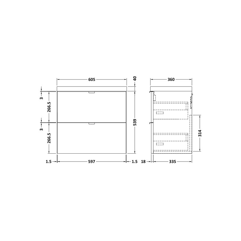 Fusion 605mm Single Bathroom Vanity with Integrated Polyglomerate Basin, Gloss Grey Mist