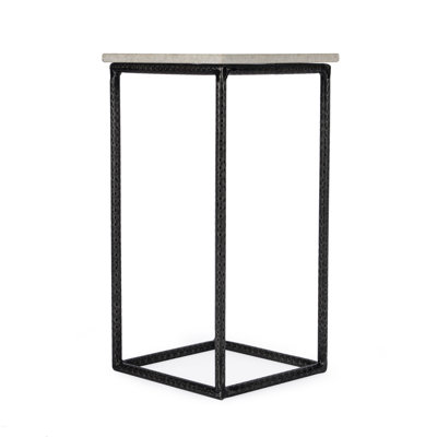 Mabel Marble and Hammered Iron Side Table
