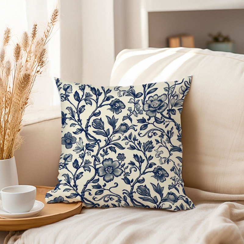 Animals William Morris Birds Damask Pattern I Cottage, 20" H x 20" W, Botanical Blue Plants Damask Pattern VI Classic