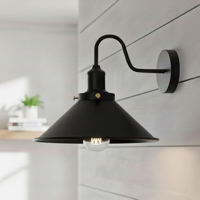 Wall Sconces Farmhouse Gooseneck Barn Light, Vintage Matte Indoor Wall Mount Light Fixture, Anti-Rust Indoor Light for Living Room, Bedroom