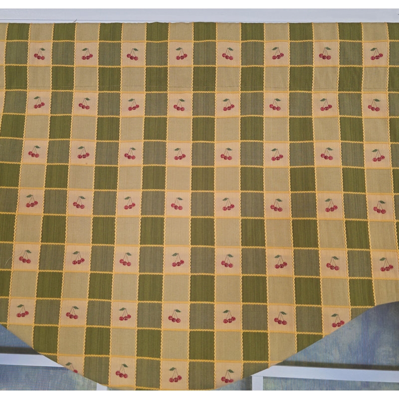 Cherry Plaid Cornice Valance, Vert