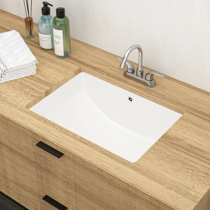 Lavabo de salle de bain rectangulaire encastré en céramique avec trop-plein 21,5 "x 15" - Style classique moderne, teint, pour divers espaces Apparence élégante, différents espaces