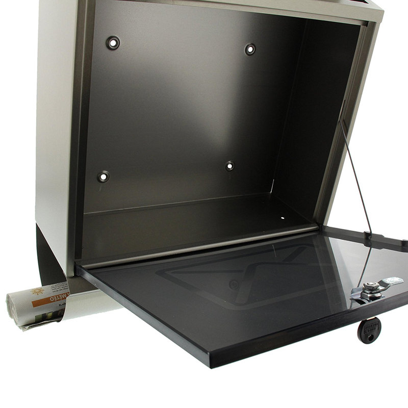 Lucca Stainless Steel Wall Mounted Lockable Weatherproof Post Box & Intergrated Newspaper Holder