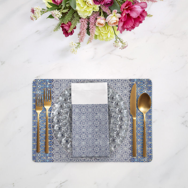 Iznik Cotton Sateen Dinner Napkins, Classic
