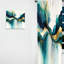 Sarcelle et or abstrait I - rideau en velours moderne - obscurcissant - 1 panneau-107831437