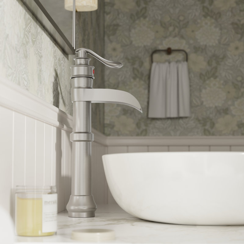Single-handle Bathroom Faucet with Drain Assembly, Brushed Nickel